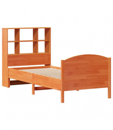 vidaXL Bookcase Bed without Mattress Wax Brown 100x200cm Solid Wood Pine