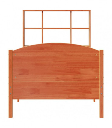 vidaXL Bookcase Bed without Mattress Wax Brown 100x200cm Solid Wood Pine