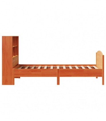 vidaXL Bookcase Bed without Mattress Wax Brown 100x200cm Solid Wood Pine