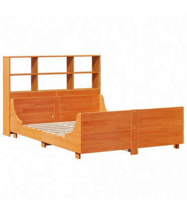 vidaXL Bookcase Bed without Mattress Wax Brown 135x190 cm Double Solid Wood