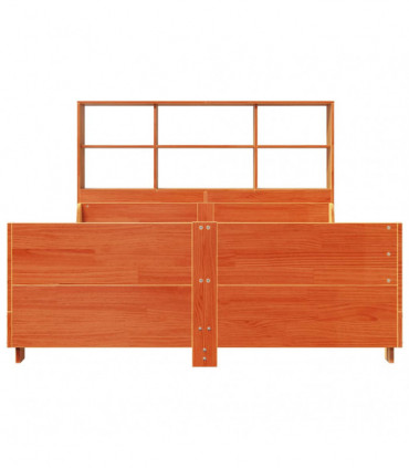 vidaXL Bookcase Bed without Mattress Wax Brown 135x190 cm Double Solid Wood