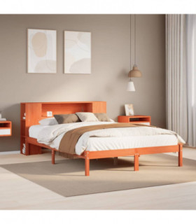 vidaXL Bookcase Bed without Mattress Wax Brown 135x190 cm Double Solid Wood Pine