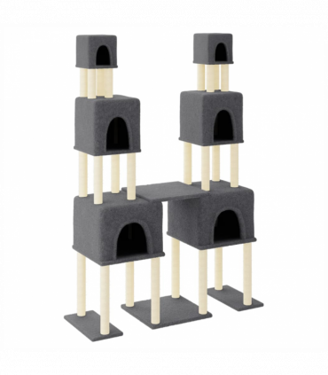 vidaXL Cat Tree with Sisal Scratching Posts Dark Grey 199 cm