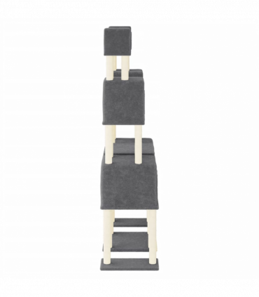 vidaXL Cat Tree with Sisal Scratching Posts Dark Grey 199 cm