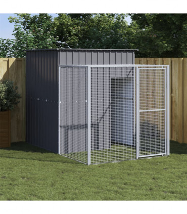 vidaXL Chicken Cage with Run Anthracite 165x251x181 cm Galvanised Steel
