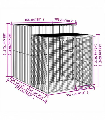 vidaXL Chicken Cage with Run Anthracite 165x251x181 cm Galvanised Steel