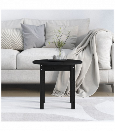 vidaXL Coffee Table Black Ø 45x40 cm Solid Wood Pine