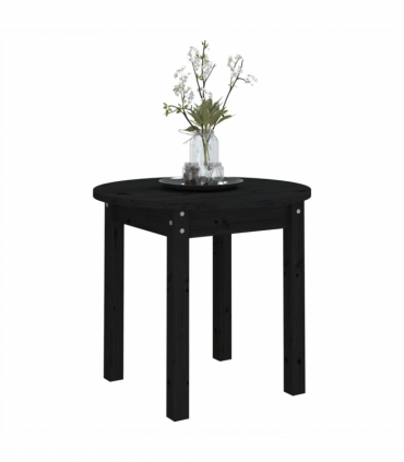 vidaXL Coffee Table Black Ø 45x40 cm Solid Wood Pine