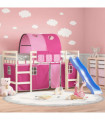 vidaXL Curtains for Loft Bed with Tunnel Pink Polyester