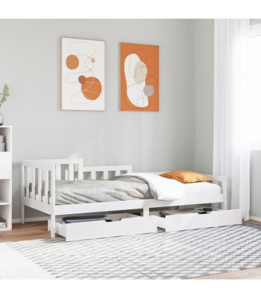 vidaXL Daybed with Drawers without Mattress 90x190 cm Single Solid Wood
