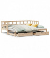 vidaXL Daybed with Trundle and Drawers without Mattress 80x200 cm