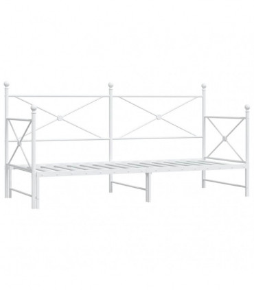 vidaXL Daybed with Trundle without Mattress White 90x200 cm Steel