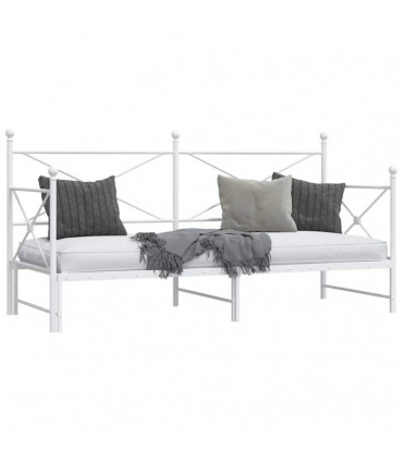 vidaXL Daybed with Trundle without Mattress White 90x200 cm Steel
