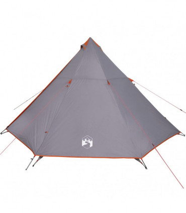 vidaXL Family Tent Tipi 8-Person Grey and Orange Waterproof