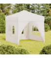vidaXL Folding Party Tent with Sidewalls White 2x2 m