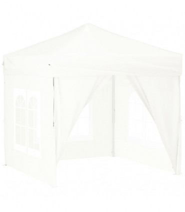 vidaXL Folding Party Tent with Sidewalls White 2x2 m