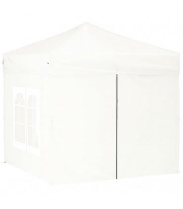 vidaXL Folding Party Tent with Sidewalls White 2x2 m