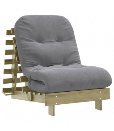 vidaXL Futon Sofa Bed with Mattress 70x206x11 cm Impregnated Wood Pine