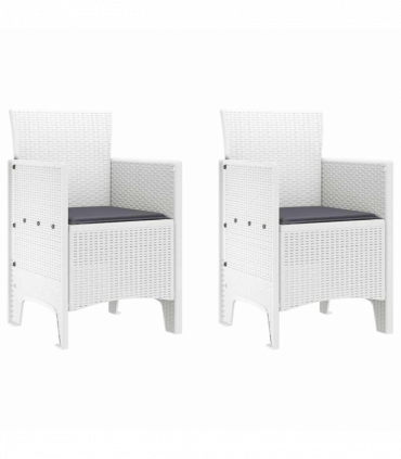 vidaXL Garden Chair 2 pcs White 53 x 49 x 85 cm PP