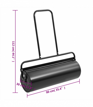 vidaXL Garden Lawn Roller with Handle Black 63 L Iron and Steel
