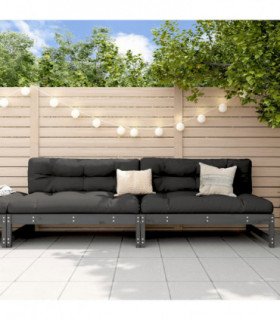 vidaXL Garden Middle Sofas 2 pcs Grey 120x80 cm Solid Wood Pine