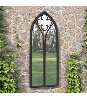 vidaXL Garden Mirror Black 100x45 cm Iron for Outdoor Use