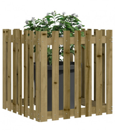 vidaXL Garden Planter with Fence Design 70x70x70 cm Impregnated Wood Pine