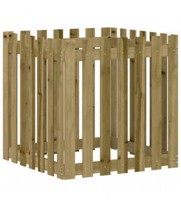 vidaXL Garden Planter with Fence Design 70x70x70 cm Impregnated Wood Pine