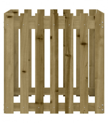 vidaXL Garden Planter with Fence Design 70x70x70 cm Impregnated Wood Pine