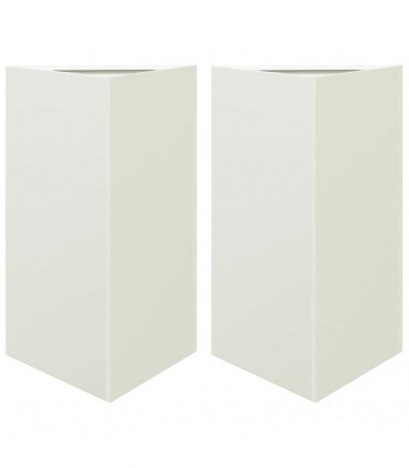 vidaXL Garden Planters 2 pcs White Triangular 50x43x75 cm Steel