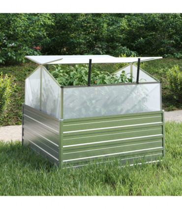 vidaXL Garden Raised Bed with Greenhouse 100x100x85 cm Silver