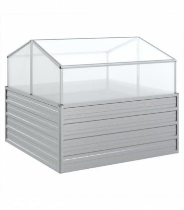 vidaXL Garden Raised Bed with Greenhouse 100x100x85 cm Silver