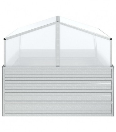 vidaXL Garden Raised Bed with Greenhouse 100x100x85 cm Silver