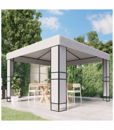 vidaXL Gazebo with Double Roof 3x3 m White
