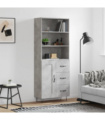 vidaXL Highboard Concrete Grey 69.5x34x180 cm Engineered Wood