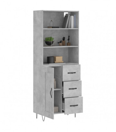 vidaXL Highboard Concrete Grey 69.5x34x180 cm Engineered Wood