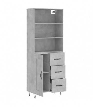 vidaXL Highboard Concrete Grey 69.5x34x180 cm Engineered Wood