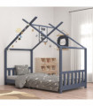 vidaXL Kids Bed Frame Grey Solid Pine Wood 90x200 cm