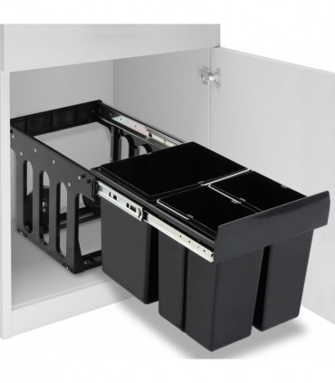 vidaXL Kitchen Cupboard Pull-out Dustbin Soft-Close 48 L