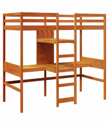 vidaXL Loft Bed Frame without Mattress Wax Brown 80x200cm Solid Wood Pine