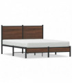 vidaXL Metal Bed Frame with Headboard Brown Oak 137x190 cm
