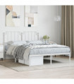 vidaXL Metal Bed Frame with Headboard White 135x190 cm Double