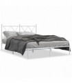 vidaXL Metal Bed Frame with Headboard White 135x190 cm Double