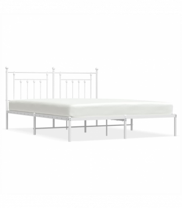 vidaXL Metal Bed Frame with Headboard White 160x200 cm