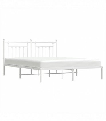vidaXL Metal Bed Frame with Headboard White 160x200 cm