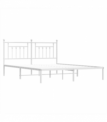 vidaXL Metal Bed Frame with Headboard White 160x200 cm