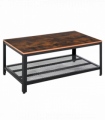 Coffee Table 2-Tier 106Lx60Wx45H cm Wood Grain/Black Frame Colour