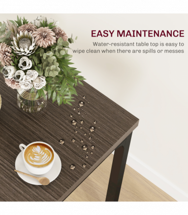 HOMCOM 3 Pcs Compact Dining Table 2 Chairs Set Grey Wood Grain