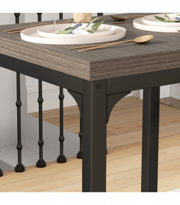 HOMCOM 3 Pcs Compact Dining Table 2 Chairs Set Grey Wood Grain