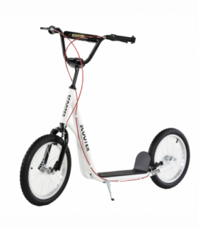 HOMCOM 90-96cm Kids Kick Scooter Adjustable Handlebar Inflatable Wheels White